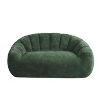 2-SITZER SOFA aus Flanell mit skulpturaler Wellen-Rückenlehne - Grün, Textil (140/61/98cm) - Urban Meuble