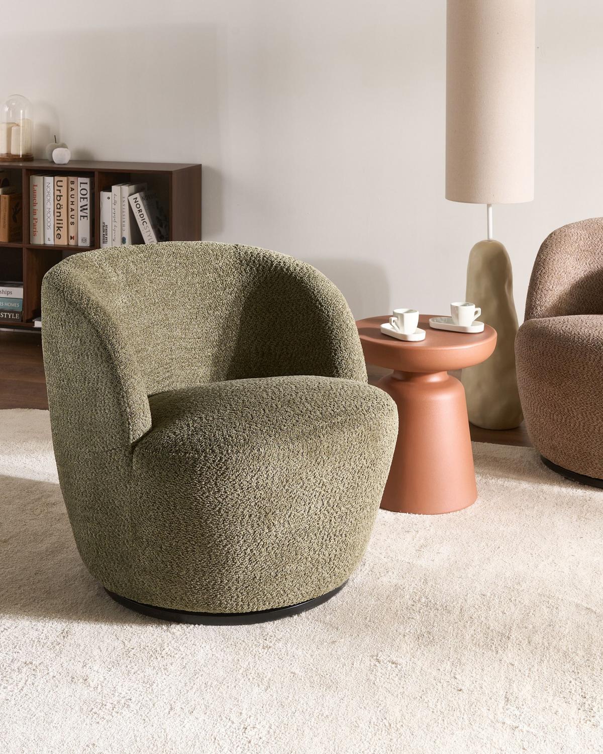 DREHSESSEL Chenillegewebe Dunkelgrün Kuolpa - Grün, Textil (67/69/75cm) - Beliani