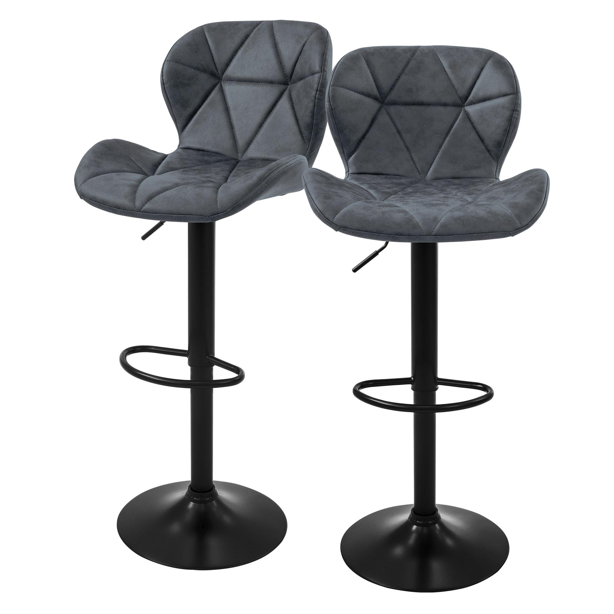 BARHOCKER 2er Set Anthrazit aus Kunstleder höhenverstellbar/drehbar - Anthrazit/Schwarz, Metall (41/110/47cm) - ML-DESIGN