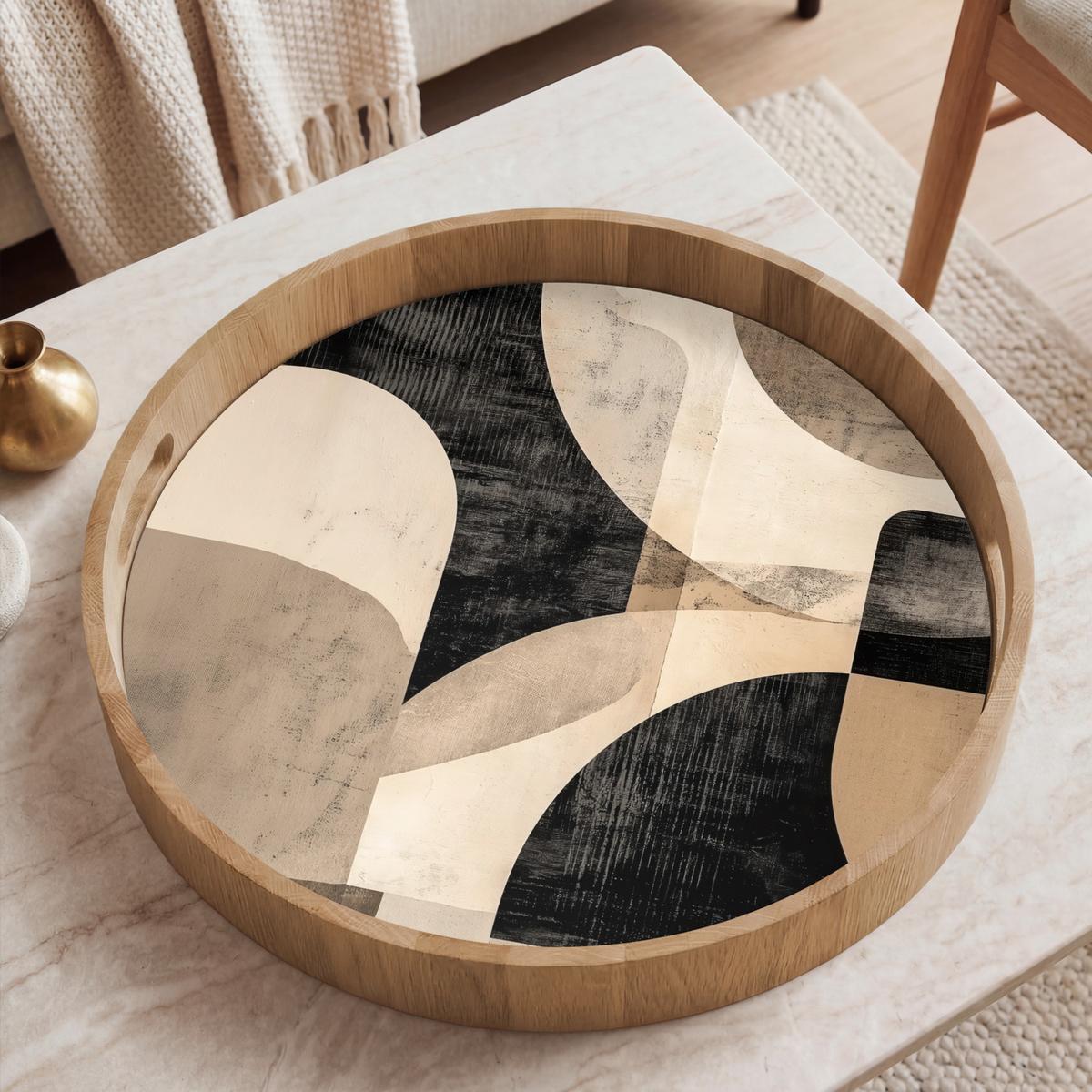 TABLETT Abstrakt - Formen - Modern - Beige 50x50 cm - Beige, Holz (50/5/5cm) - OnlyWow