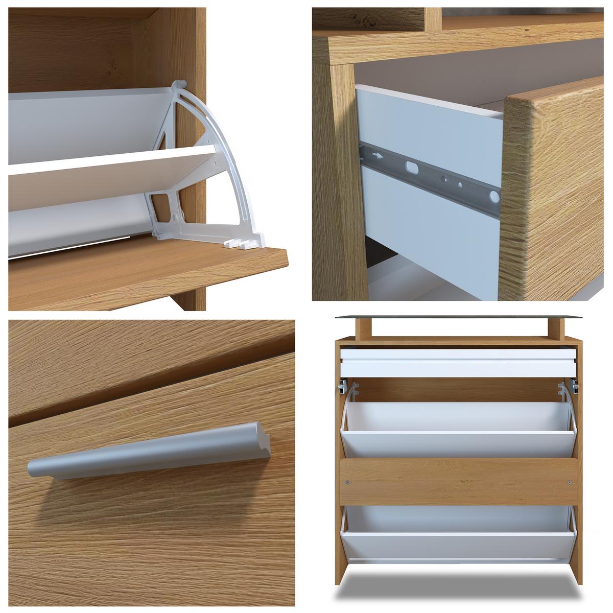 SCHUHSCHRANK Malea Eiche Skandi - Honigeiche, Holzwerkstoff (89/95.5/23cm) - Vladon