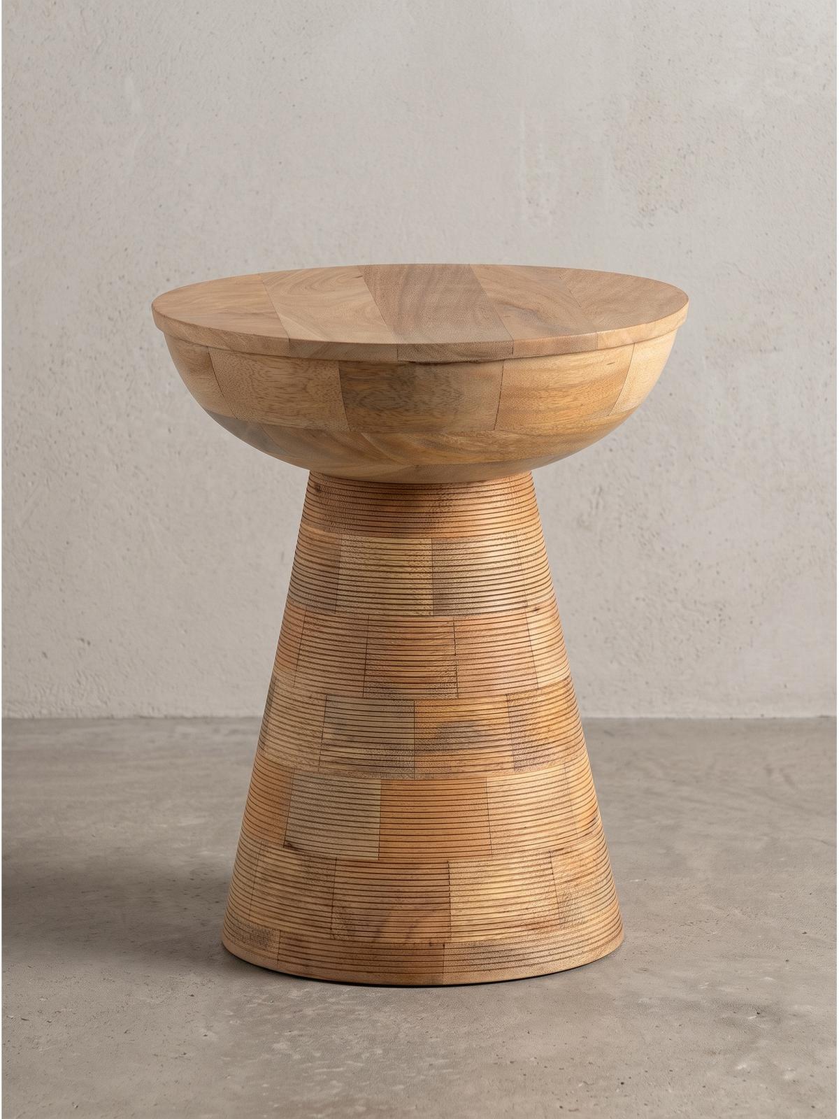 BEISTELLTISCH JELSA, Mango Massivholz, Ø 37 x 45 cm - Hellbraun/Braun, Holz (37/37/45cm) - KADIMA DESIGN