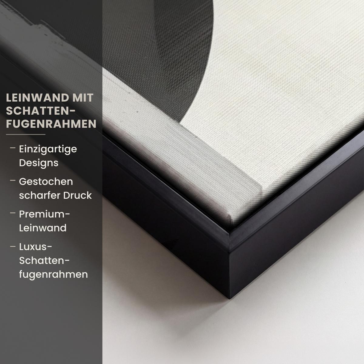 LEINWAND Bilder mit Rahmen - Gold - Rechtecke - Kreise - Abstrakt - 100x70 - Weiß, Textil (100/70cm) - MuchoWow