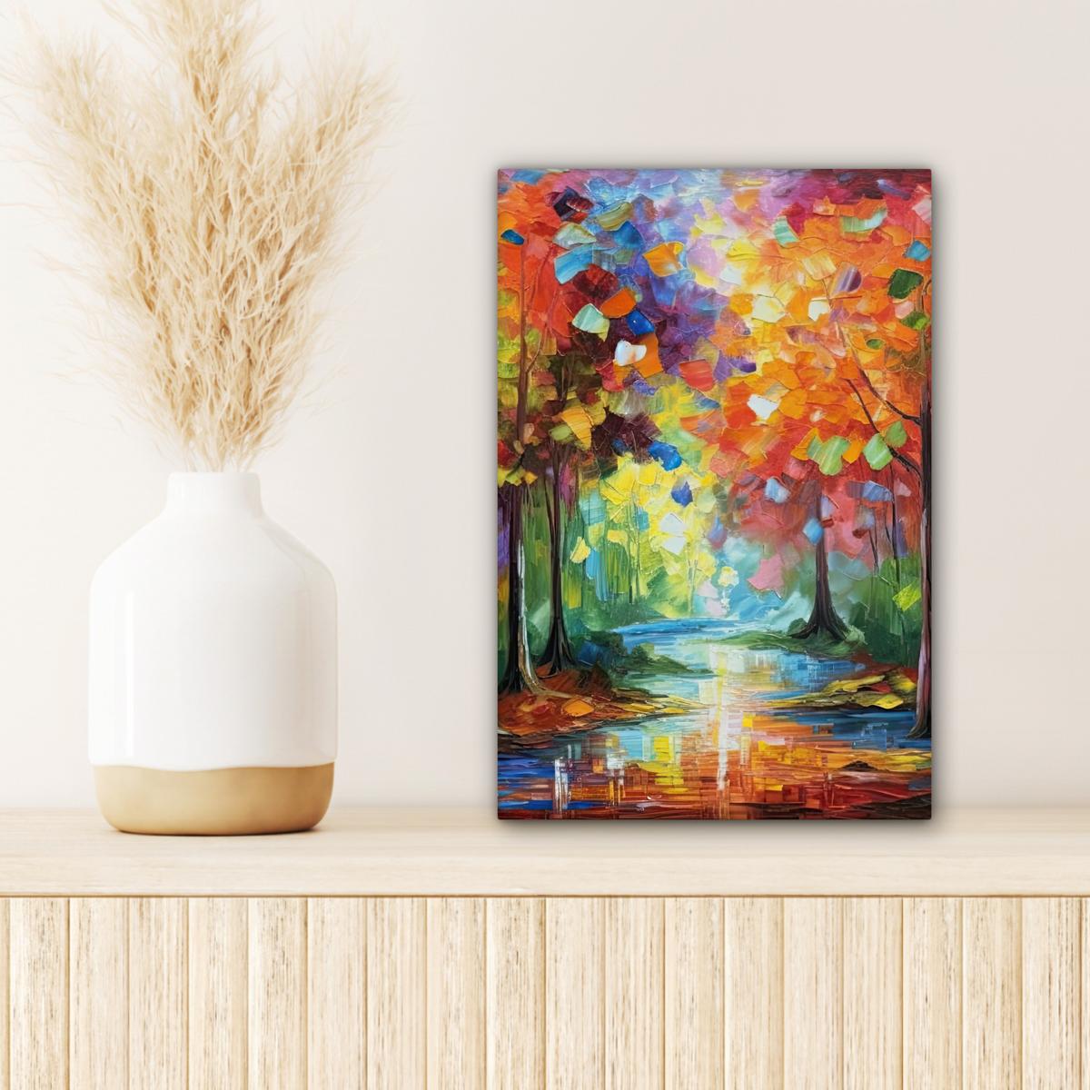LEINWANDBILD Landschaft - Wald - Farben - Natur Deko Wohnzimmer 20x30 cm - Multicolor, Textil (20/30cm) - MuchoWow