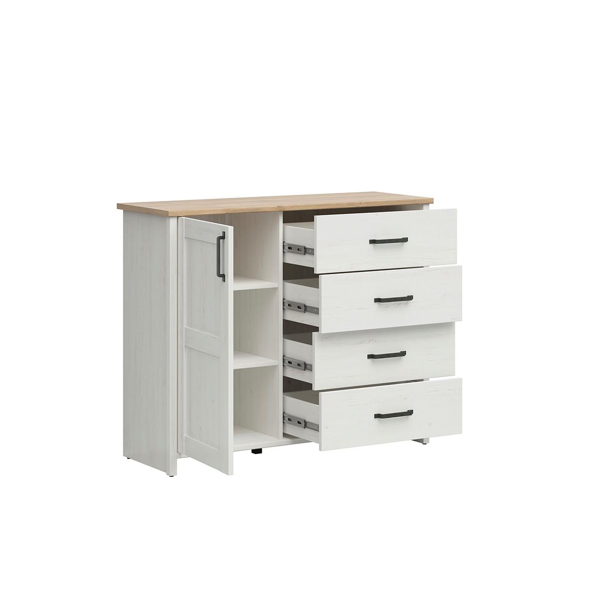 SIDEBOARD Aksel Weiß und Holz - Weiß, Holzwerkstoff (102/99/43cm) - Petits-meubles