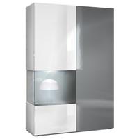 VITRINE Morena Tür und Einsatz in Grau Hochglanz - Grau, Holzwerkstoff (91.5/136.5/37cm) - Vladon