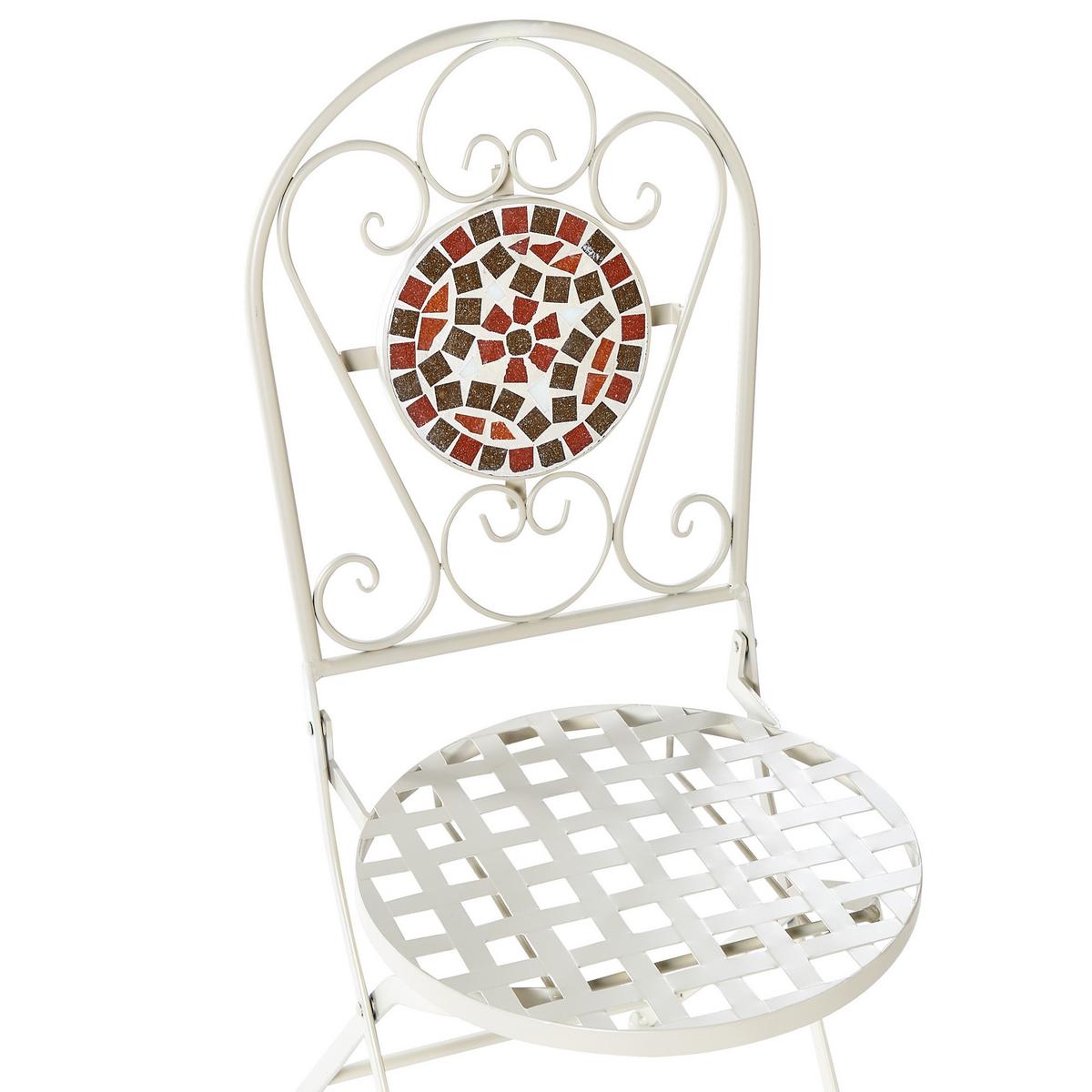 GARTENSTUHL 2er-Set Metall Weiß Spello - Rot/Weiß, Metall (40/94/44cm) - Beliani
