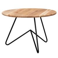 COUCHTISCH Akazienholz mit Haarnadelgestell, Modernes Design, Große Ablagefläche - Beige/Schwarz, Holz/Metall (60/60/39cm) - KADIMA DESIGN