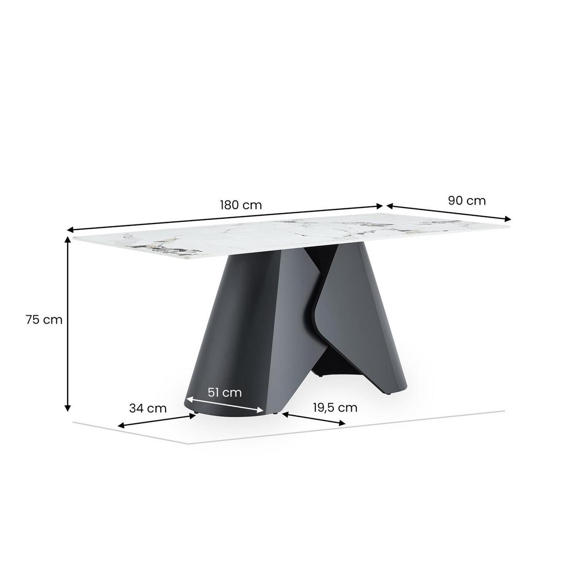 ESSTISCH LAZIO Marmor weiß - Weiß, Holzwerkstoff (90/180/75cm) - IDIMEX