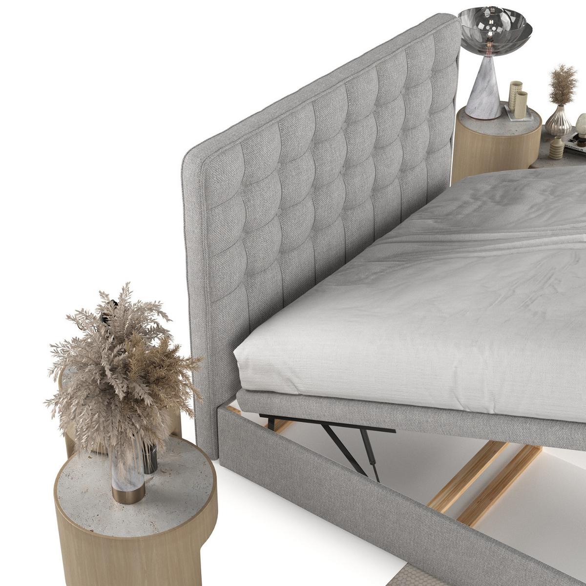 POLSTERBETT Celestia mit Stauraum 160/200 cm Grau im Megan Stoff - Schwarz/Grau, Holz/Holzwerkstoff (160/200cm) - AltaBeds