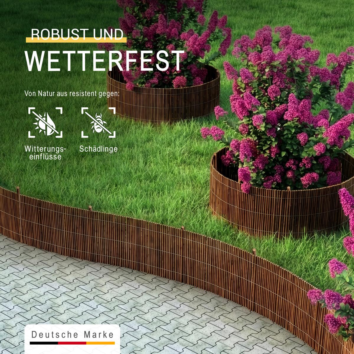 BEETEINFASSUNG SolVision WB79 40x300cm Weide mit 7 Pflöcken 50 cm - Naturfarben, Holz (40/300cm) - Sol Royal