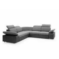 ECKSOFA TRENTO Grau Geflochtener Stoff mit Schlaffunktion - Grau, Holz (281/281cm) - MASSENO