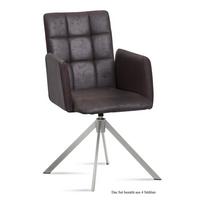 ARMLEHNSTUHL drehbar (4er-Set) Drusie 52x91x60 Edelstahl/Espresso - Edelstahlfarben/Dunkelbraun, Kunststoff (60/91/52cm) - 58aufmkessel