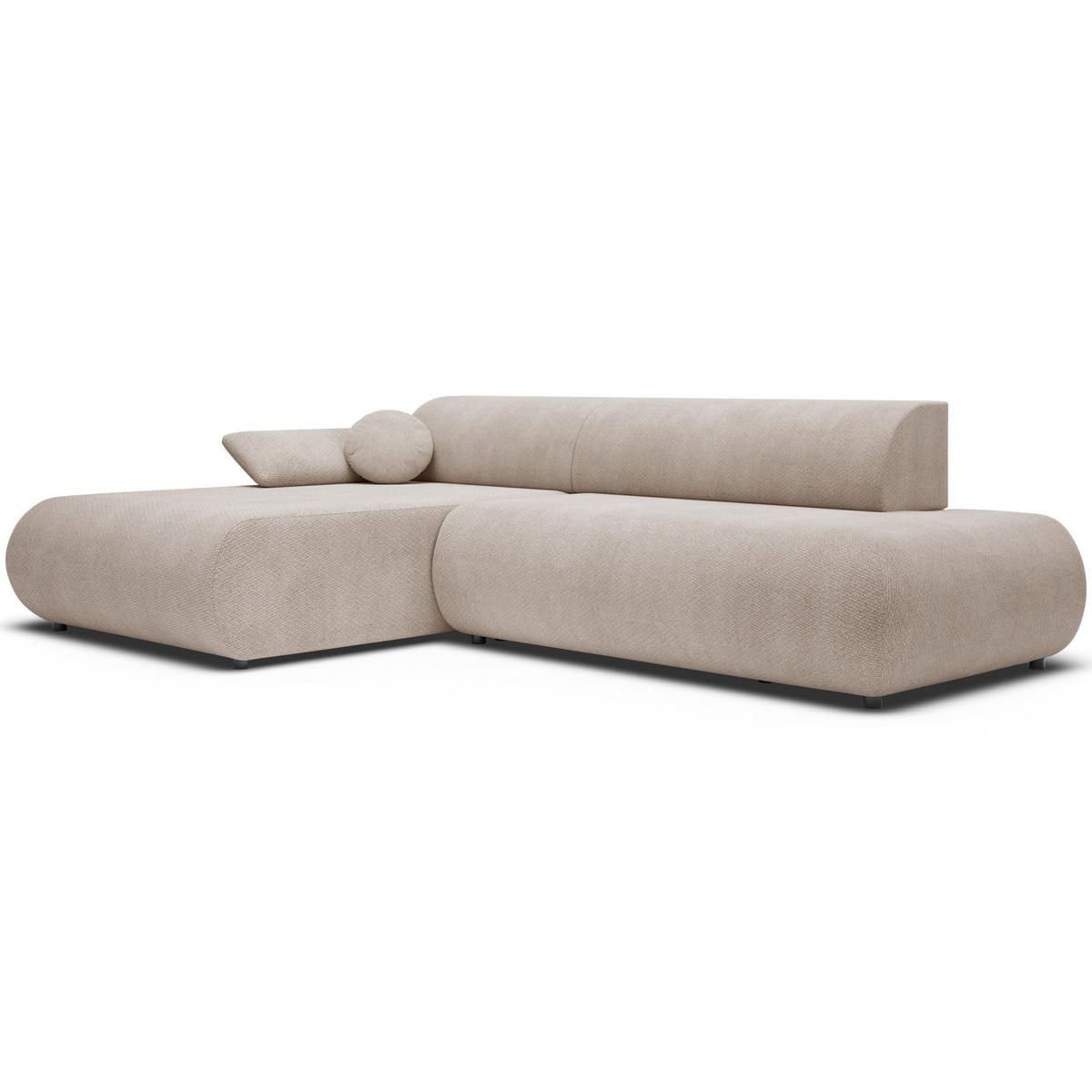 ECKSOFA Armone Hellbeige Chenille - Ecru/Schwarz, Kunststoff/Textil (286/173.5cm) - Selsey