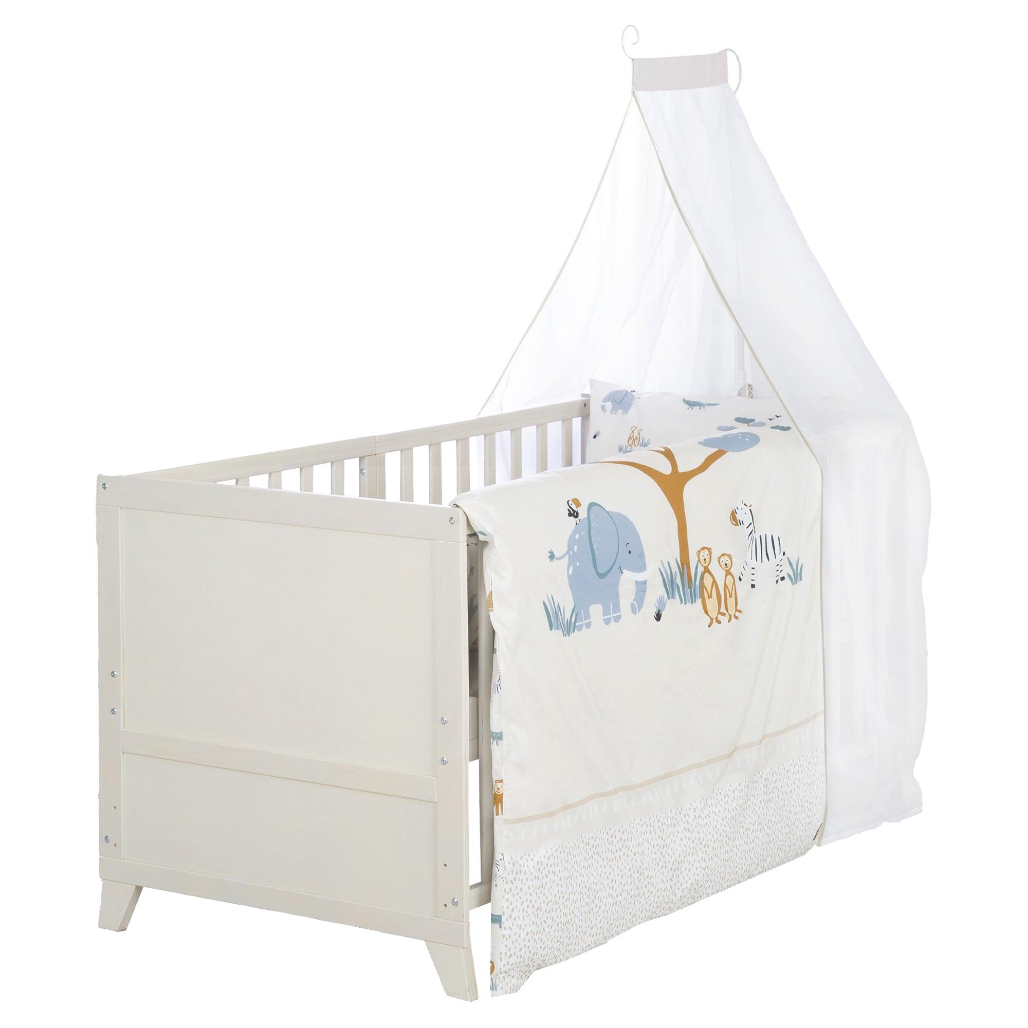 BABYBETTSET 'Savanna Friends' 70 x 140 inkl. kompletter Ausstattung - Naturgrau / Beige - Beige/Weiß, Holz (70/140cm) - Roba