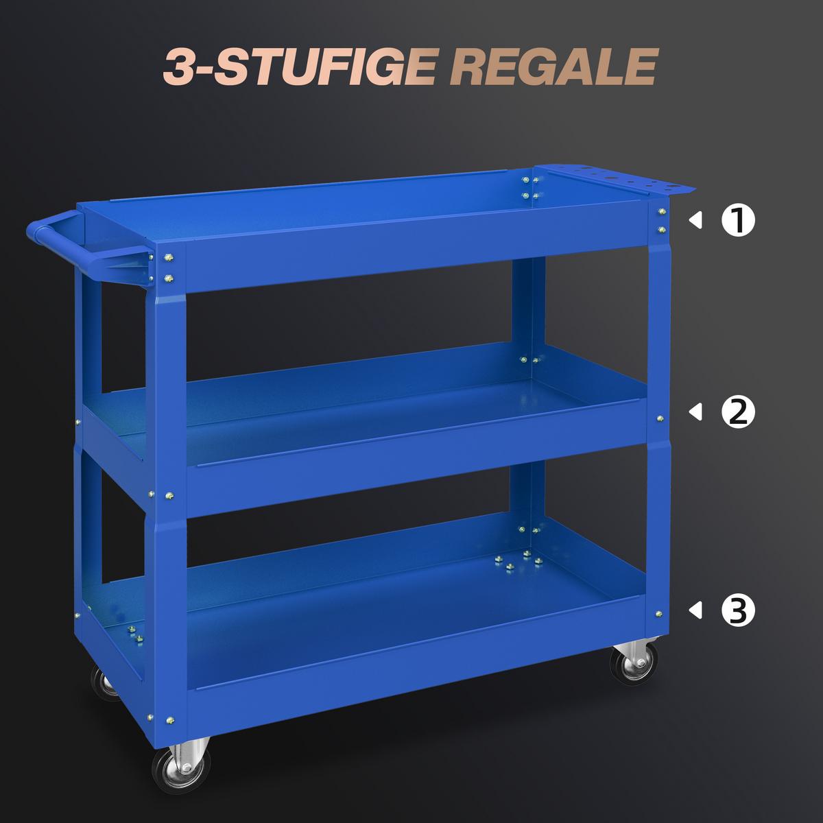 WERKSTATTWAGEN Stahl Blau - Blau, Metall (35.3/76/83cm) - DURHAND