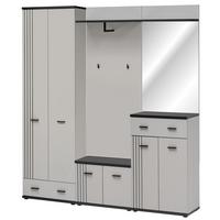 GARDEROBEN-SET Kaschmir, schwarz 5-teilig, Flurgarderobe 180 cm in modernem Design - Kaschmir/Schwarz, Glas/Holzwerkstoff (180/203/32cm) - Inn.Furn