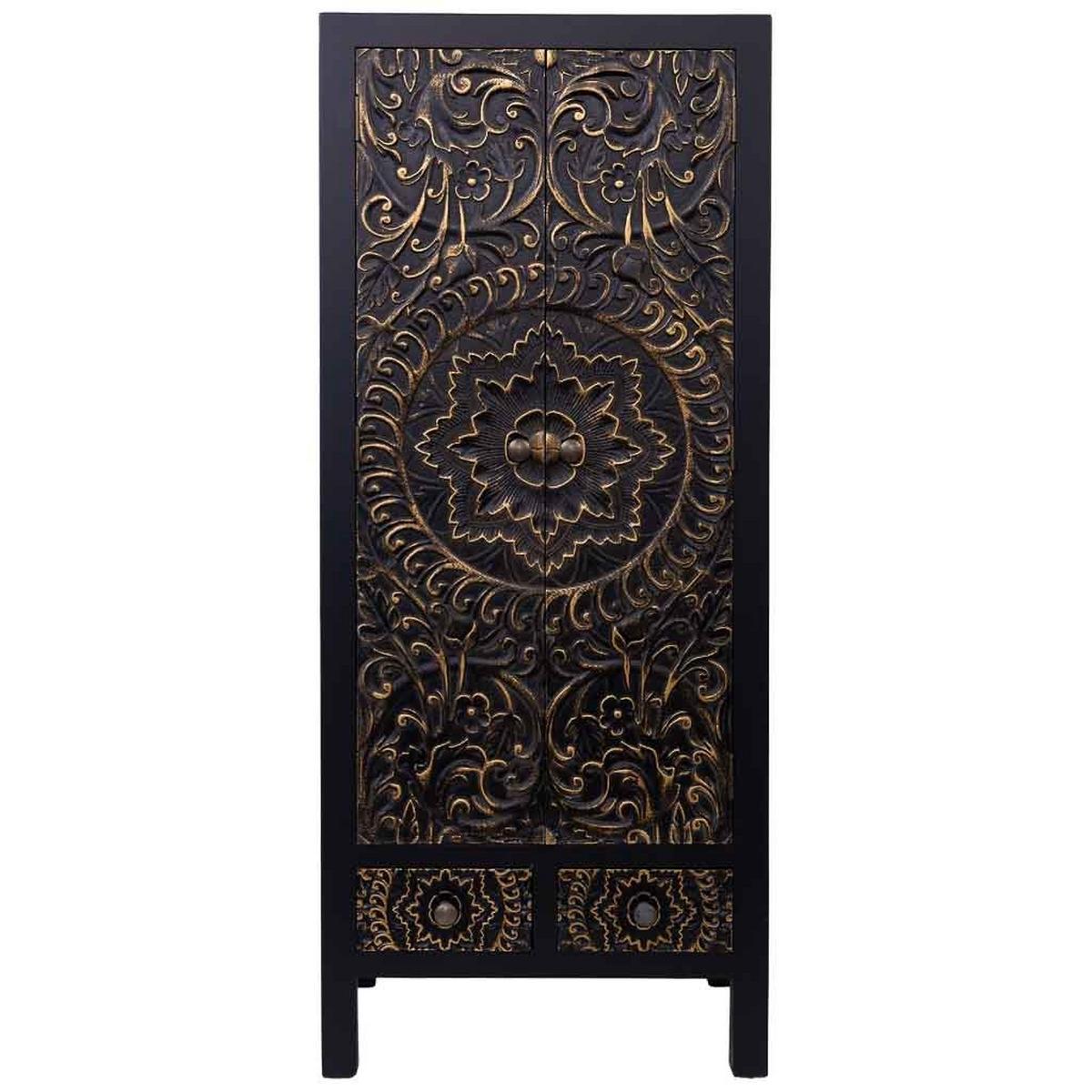 SCHRANK aus Holz 50x35x121 cm - Schwarz, Holz (50/121/34cm) - Wanderlust