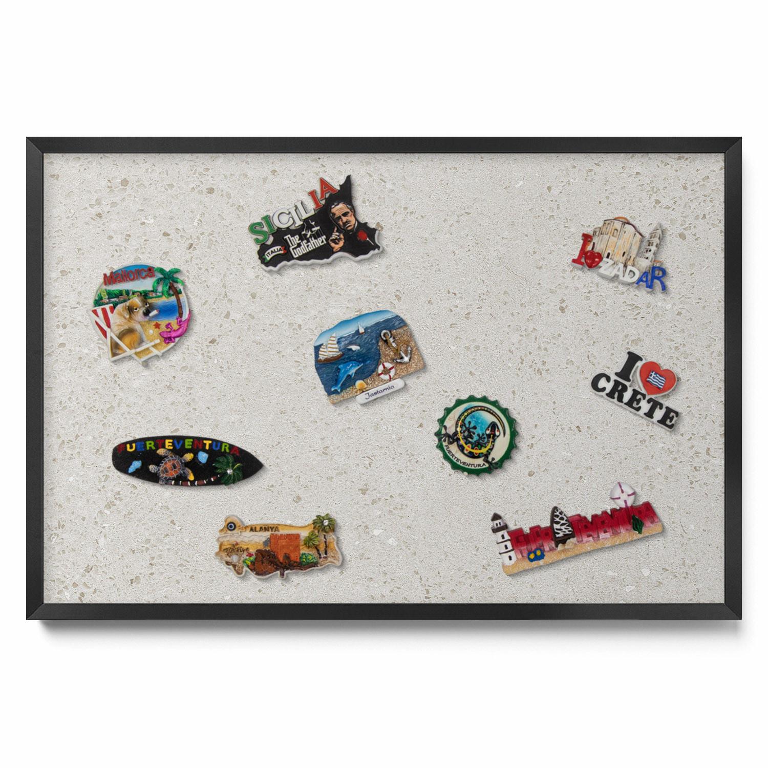 MAGNETTAFEL 60x40 cm Schwarzer Rahmen Helles Steinzeug - Sandfarben, Metall (60/50/0.4cm) - TULUP