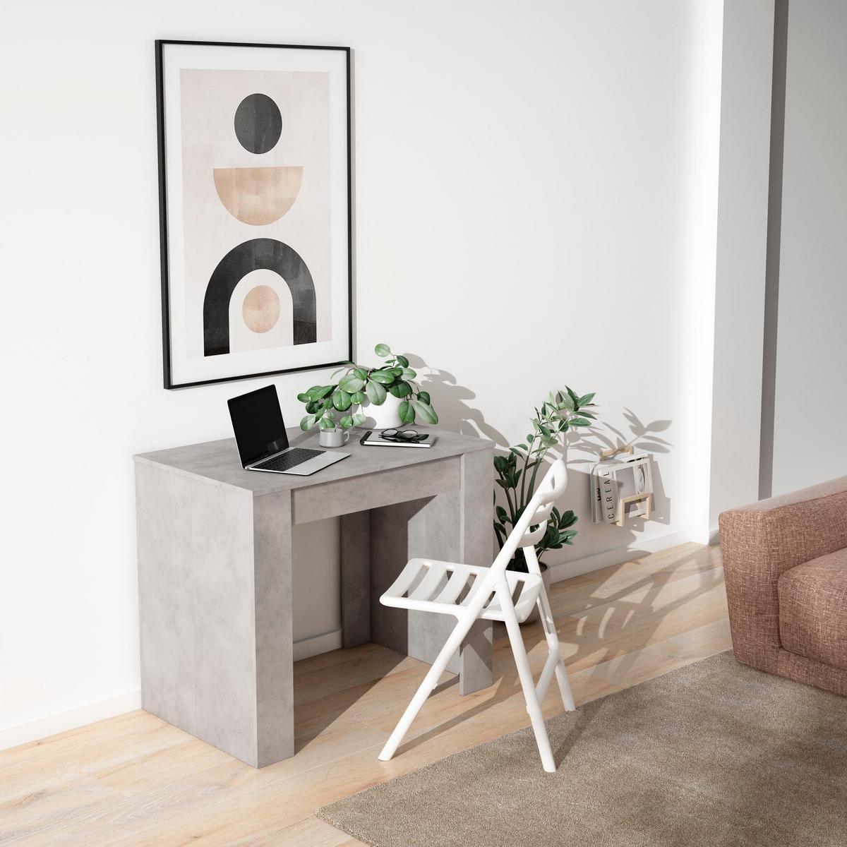 KONSOLENTISCH ausziehbar 58 bis 180cm, für 8 Gäste, zementgrau, 90/58/77cm - Grau, Holzwerkstoff (90/180/77cm) - Skraut Home