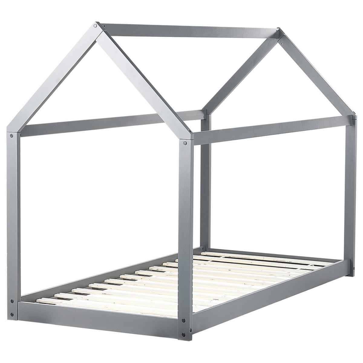 KINDER-HAUSBETT Grau 90-200 cm Tosse - Grau, Holz (90/200cm) - Beliani
