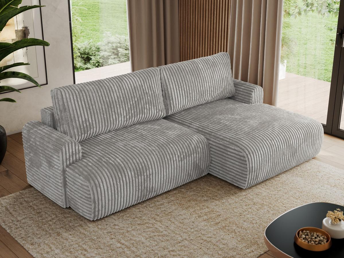 ECKSCHLAFSOFA TONO L Grau Cord - rechts - Schwarz/Grau, Kunststoff/Textil (150/260cm) - MKS