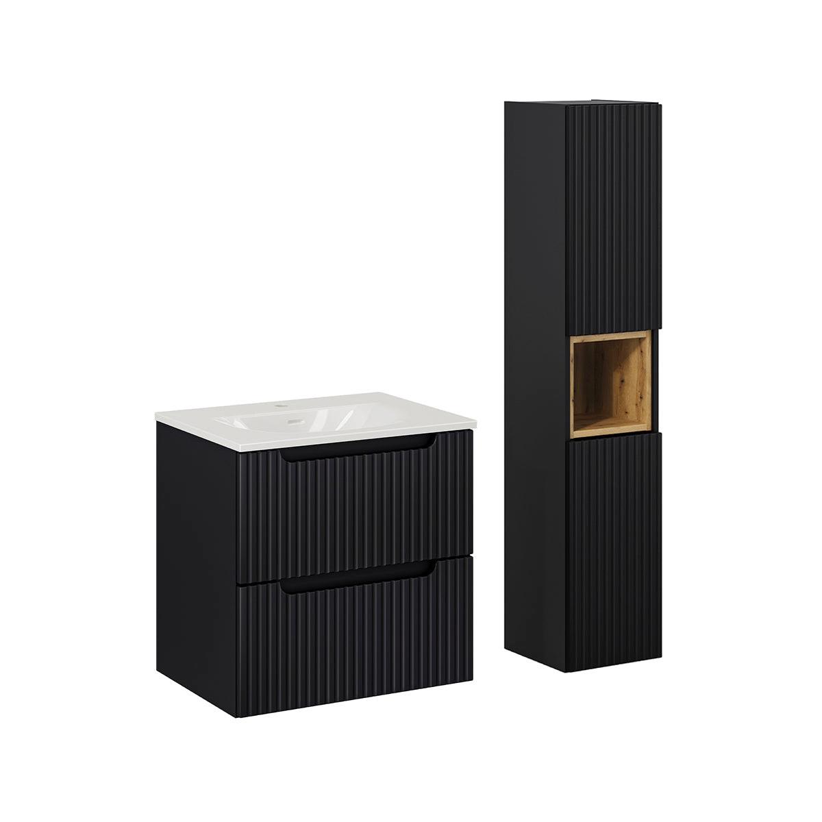 BADMÖBEL 60cm Riva 2er-Set Schwarz - Schwarz, Holzwerkstoff (60/57/40cm) - Petits-meubles