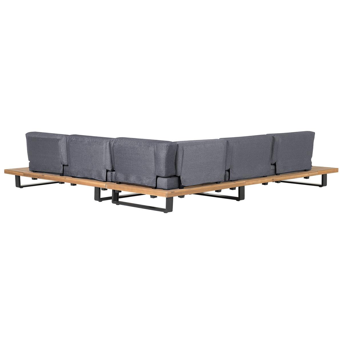 LOUNGE SET 5-Sitzer hellbraun Auflagen grau Mykonos - Hellbraun/Grau, Holz - Beliani