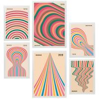 POSTER Set Mit 6 Geometrische Bauhaus Formen A3 & A4 Weißer Rahmen - Weiß, Papier (29/3cm) - Nacnic