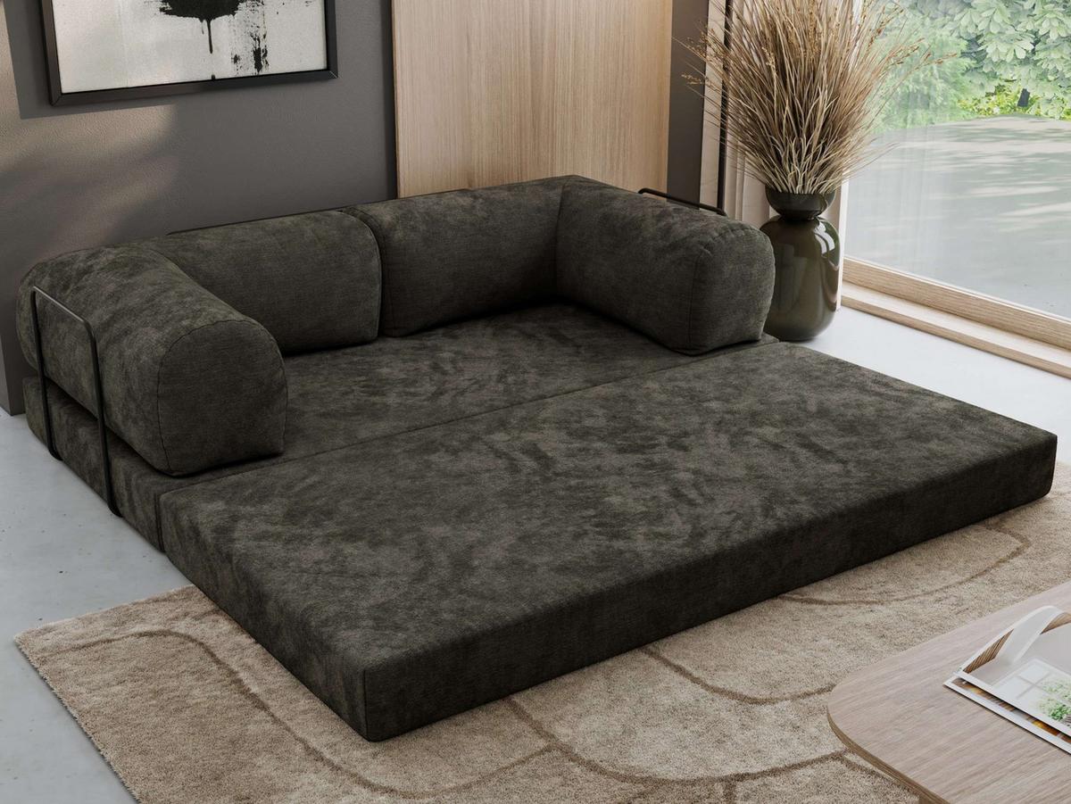 3-SITZER SOFA ORSETTO - Dunkelgrau Schenille glatt - Dunkelgrau/Schwarz, Textil/Metall (200/70/100cm) - MKS