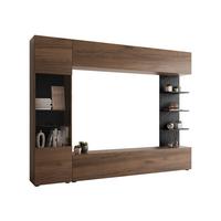 WOHNWAND Lazando - Nussbaumfarben/Schwarz, Holzwerkstoff (250/187/30cm) - MIRJAN24