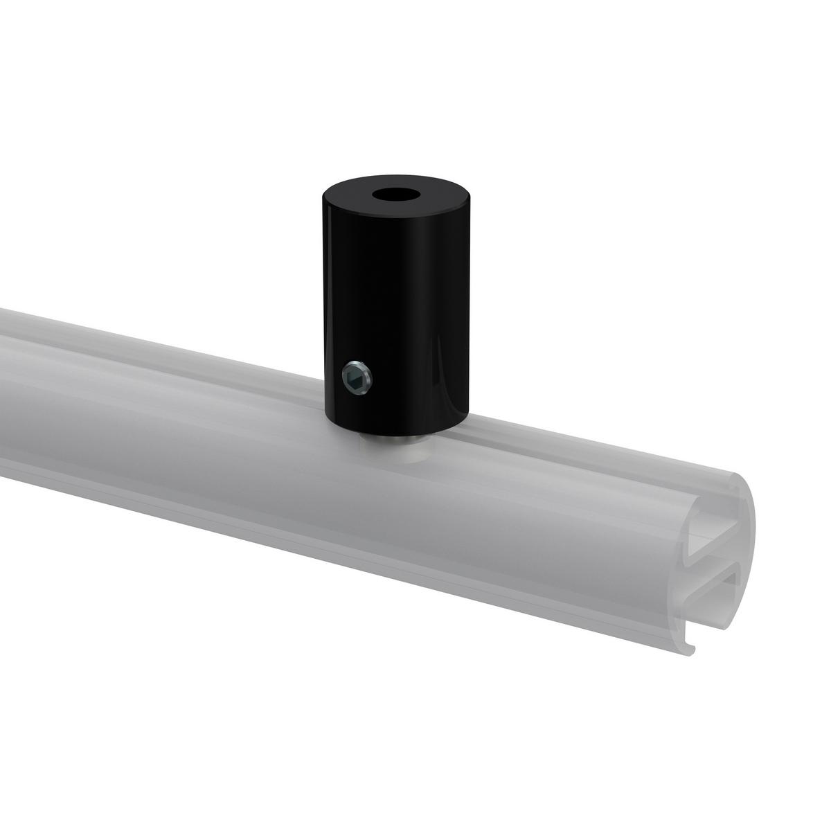 DECKENTRÄGER FÜR GARDINENSTANGEN INNENLAUF 20 mm Ø, Sonius 1-läufig, Schwarz, Packung 2 Stück - Schwarz, Metall (1.6/3/1.6cm) - INTERDECO