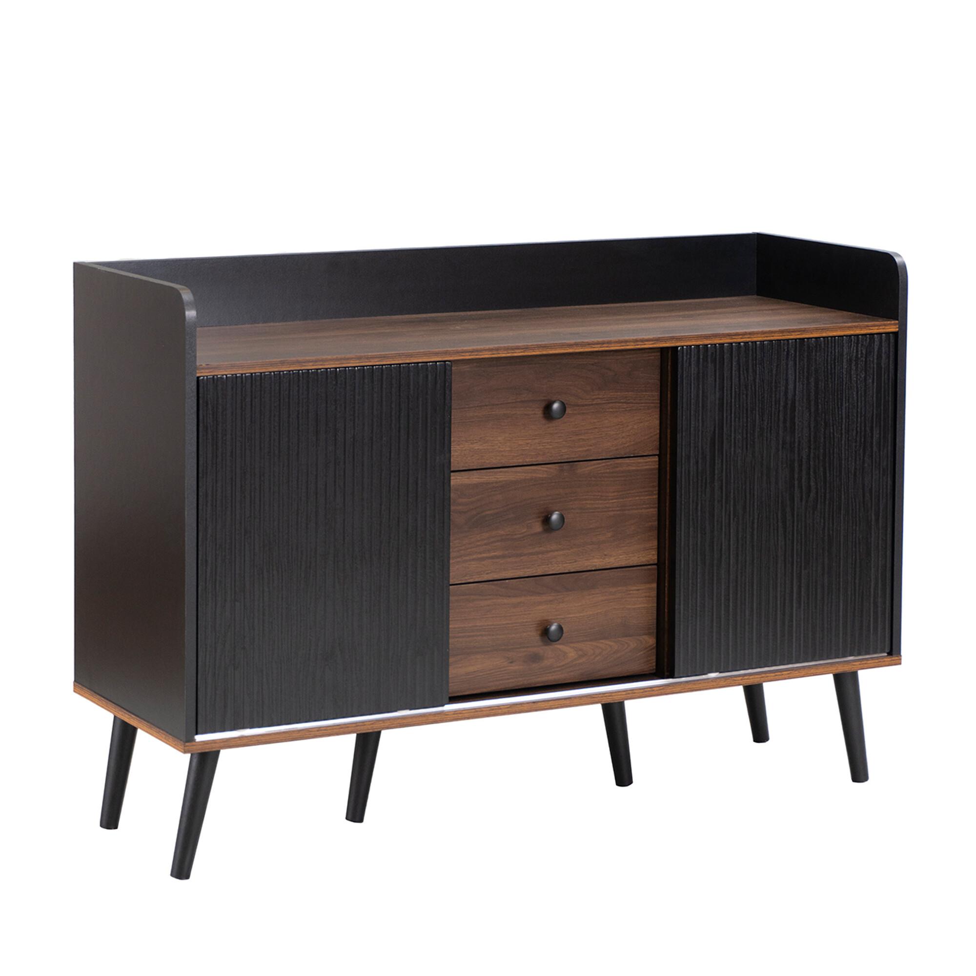 SIDEBOARD Schwarz 117,5/39,5/80 cm - Schwarz, Holzwerkstoff/Metall (39/80/117cm) - Urban Meuble