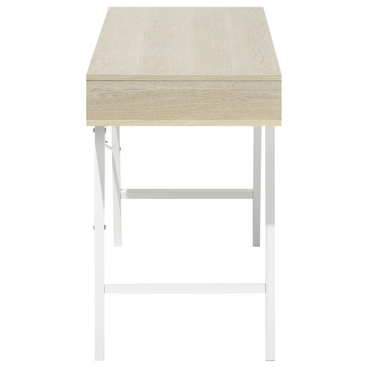 SCHREIBTISCH heller Holzfarbton/weiß 120/48/77 cm Clarita - Hellgrau, Holzwerkstoff (120/72/77cm) - Beliani