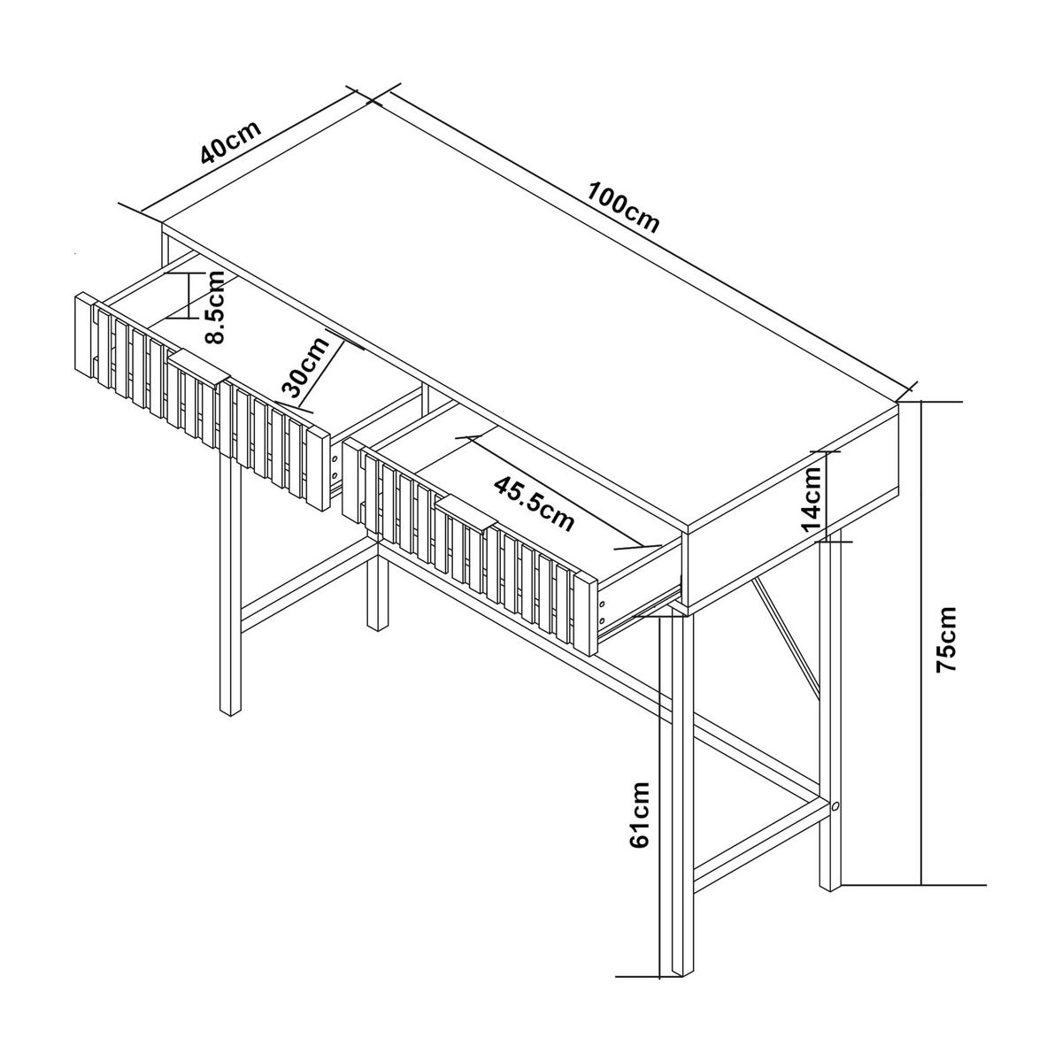 KONSOLENTISCH Luniehti - Schwarz/Naturfarben, Holzwerkstoff/Metall (40/100/75cm) - [en.casa]