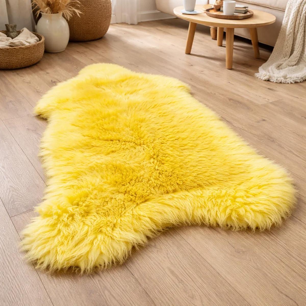 LAMMFELL Öko bunt gefärbt weich Fell Teppich Sonnengelb ca. 110 cm - Gelb, Fell (60/110cm) - Provellus