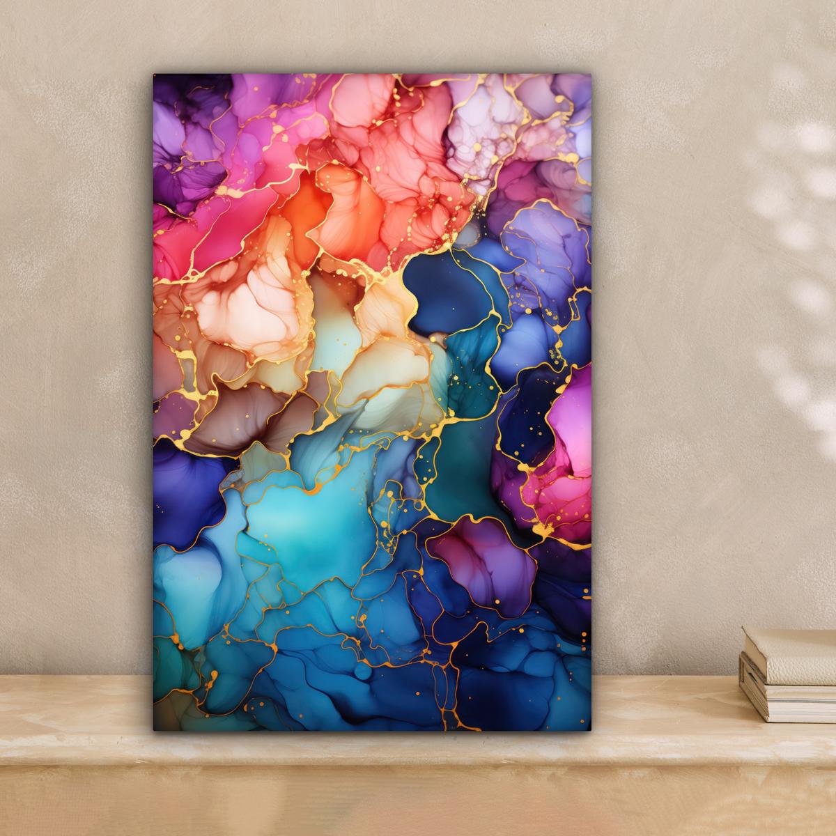 LEINWANDBILD Marmor - Bunt - Abstrakt Deko Wohnzimmer 20x30 cm - Multicolor, Textil (20/30cm) - MuchoWow