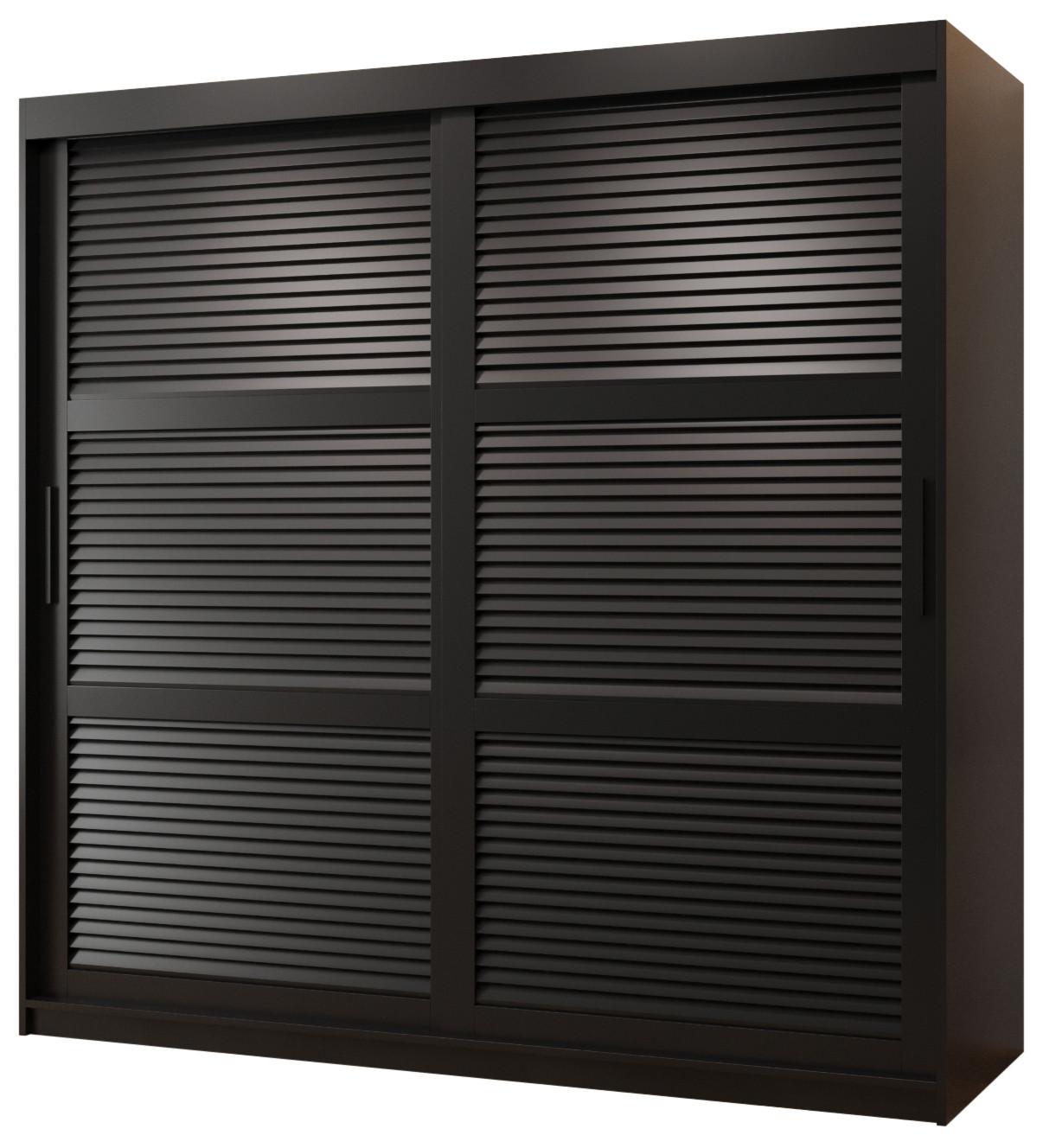 SCHWEBETÜRENSCHRANK 200/180/62 2-türig - Schwarz, Holz/Kunststoff (180/200/62cm) - MÖBEL KRYSPOL