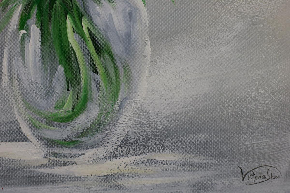 ACRYLBILD HANDGEMALT 60/60 cm - Rot/Grau, Holz/Textil (60/60cm) - KUNSTLOFT