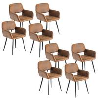 ARMLEHNSTUHL-SET 8 Stück braun - Braun, Holzwerkstoff/Textil (56/77/53cm) - Urban Meuble