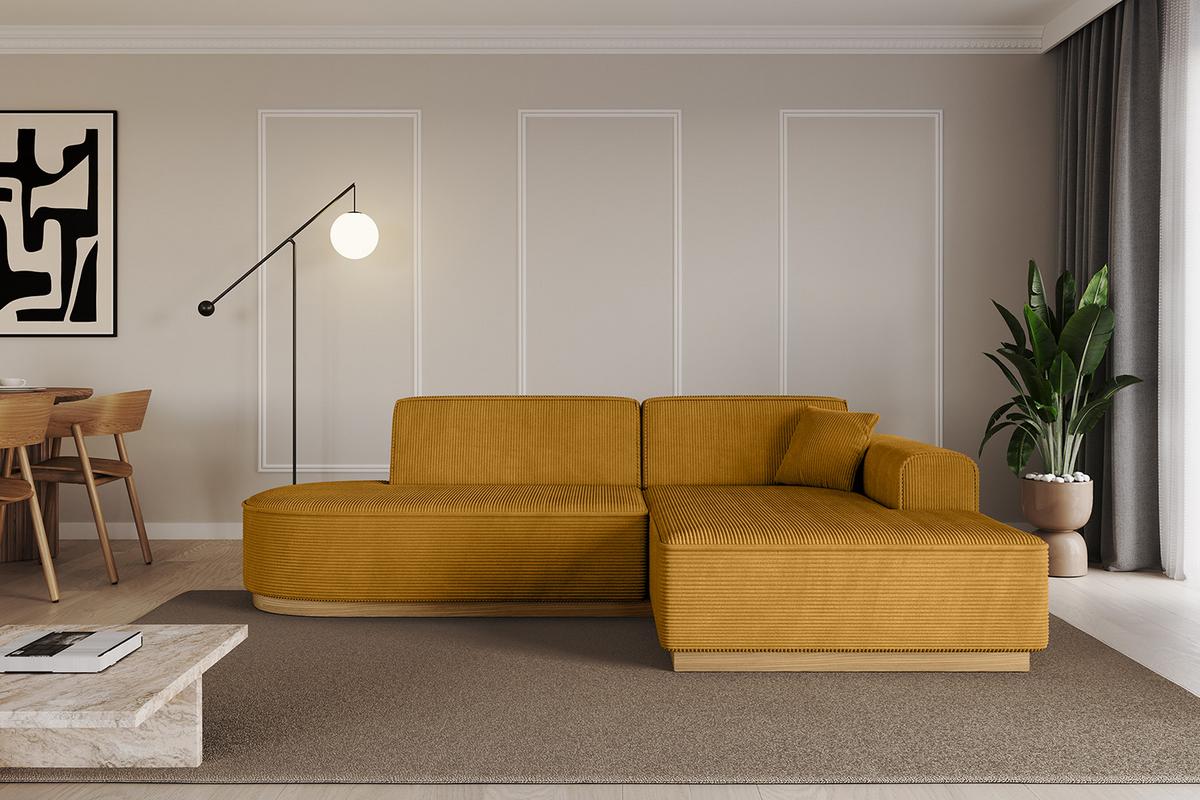 ECKSOFA Ottomane Rechts IREA-L1-v2 - 232x165x80 cm Senfgelb - Grün, Holzwerkstoff/Textil (232/165cm) - ALTDECOR