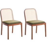 ESSZIMMERSTUHL 2er-Set Stoff Braun/Grün Edina - Braun, Textil (50/80/54cm) - Beliani