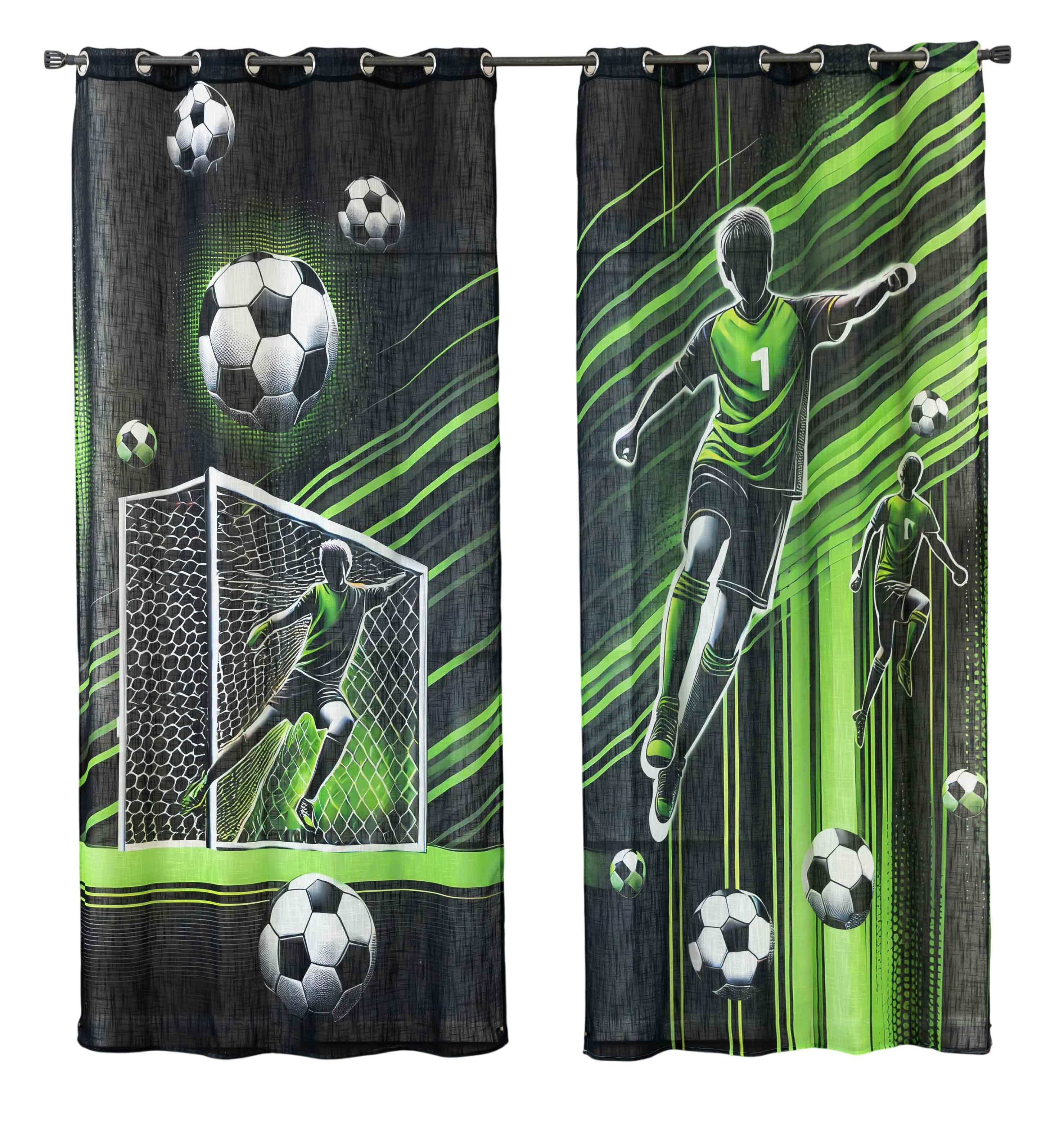 VORHANG 2ER SET SEOUL HxB 245x140 cm Fußball - Grün, Textil (140/245cm) - Gardinenbox