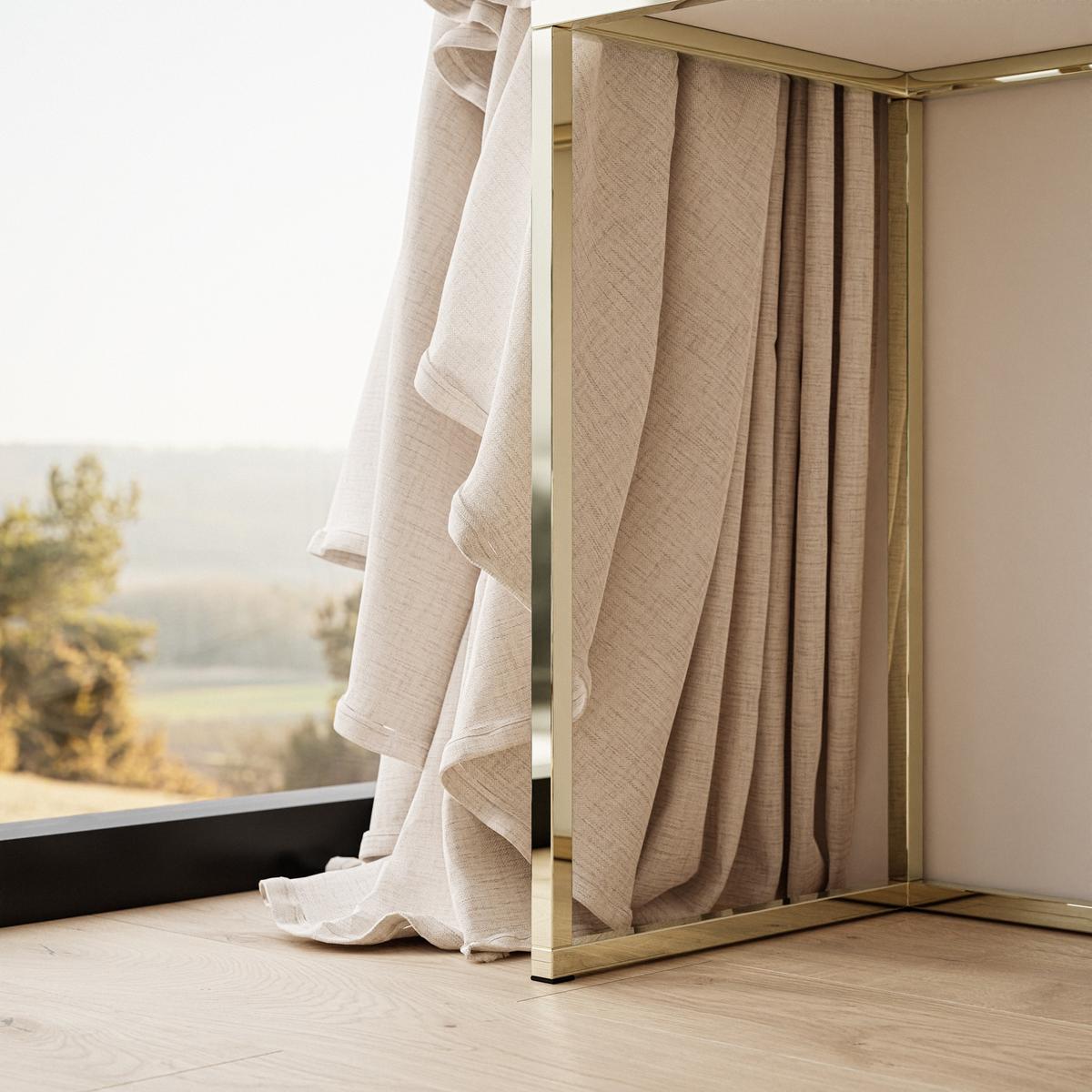 SCHMINKTISCH weiß QUINNIE mit LED-Spiegel gold Chrom rechts Griff Kristall - Goldfarben/Weiß, Holzwerkstoff (100/176/42cm) - Lookway