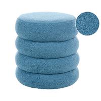 POUF Bouclé Blau Sumpter - Blau, Textil (43/47/43cm) - Beliani