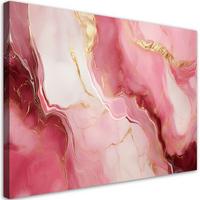 LEINWANDBILD Rosa Marmorstein Goldelemente 60x40cm - Rosa, Textil (60/40cm) - Feeby