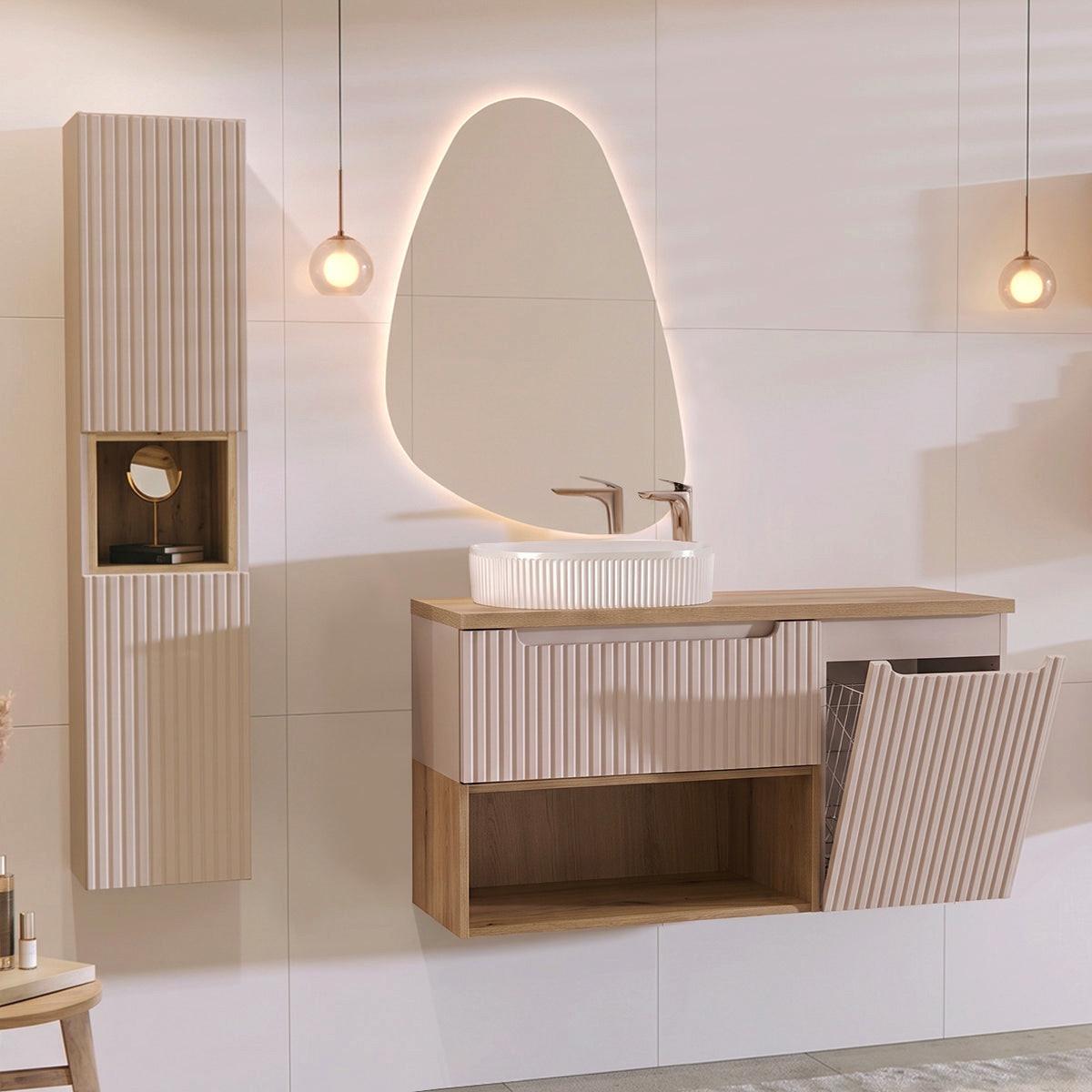 BADMÖBEL 120.4cm Riva 2er-Set Kaschmir - Beige, Holzwerkstoff (120.4/60/40cm) - Petits-meubles