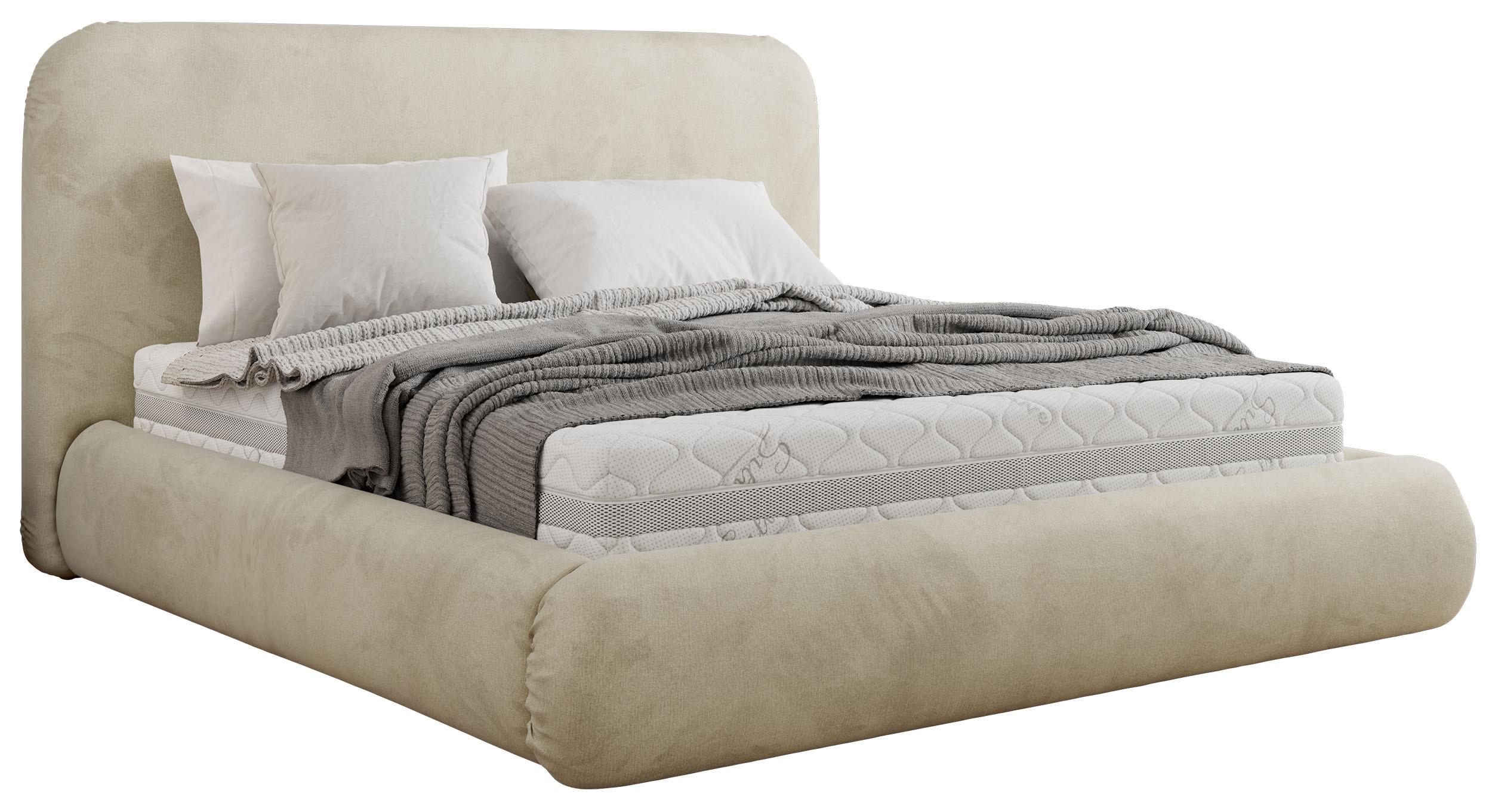 POLSTERBETT BENEA CLASSIC 140/200 - Beige Velvet - Schaum-Matratze - Beige, Textil (140/200cm) - MKS