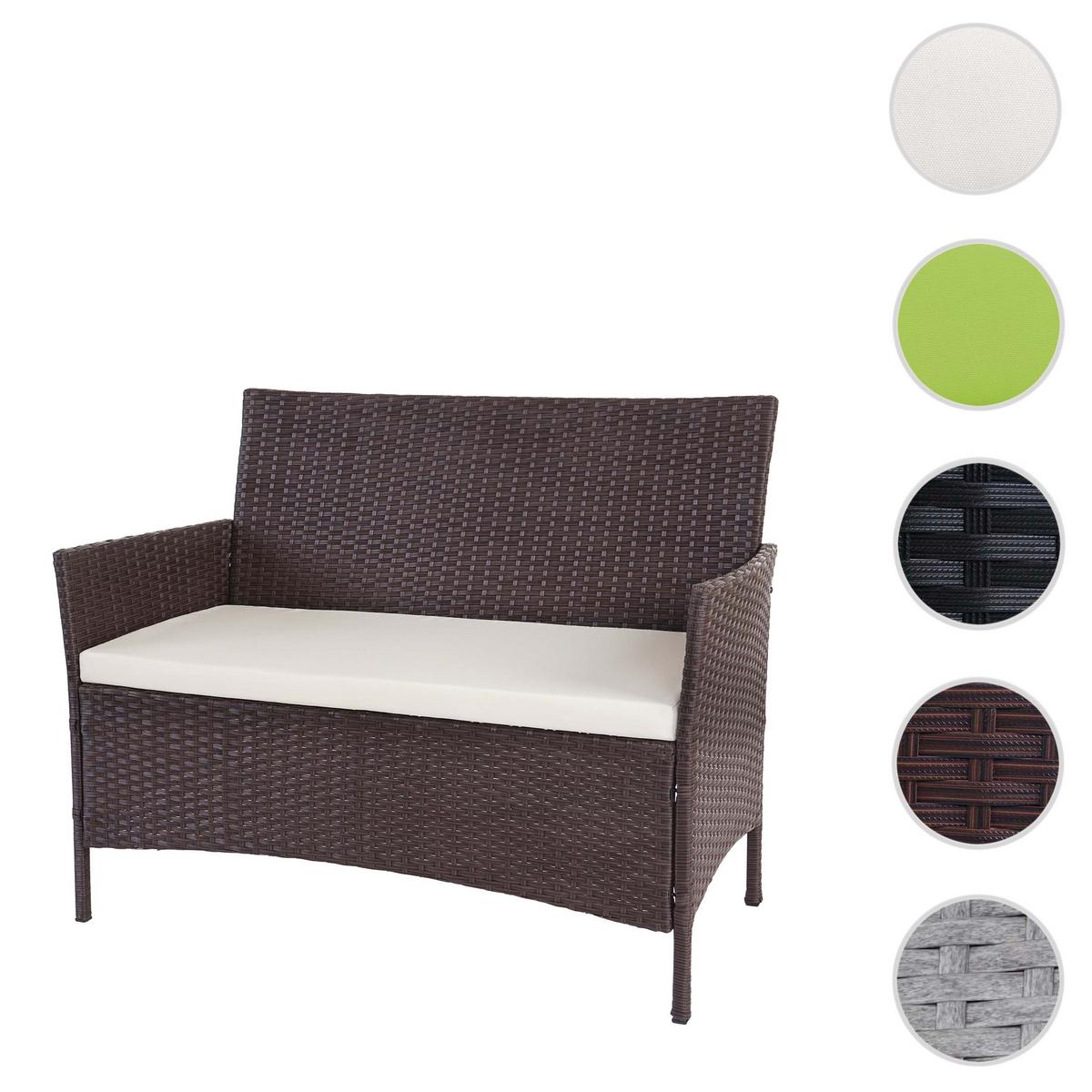 POLY-RATTAN GARTENBANK Braun, Cremeweiß - Braun/Weiß, Kunststoff (106/83/60cm) - MCW