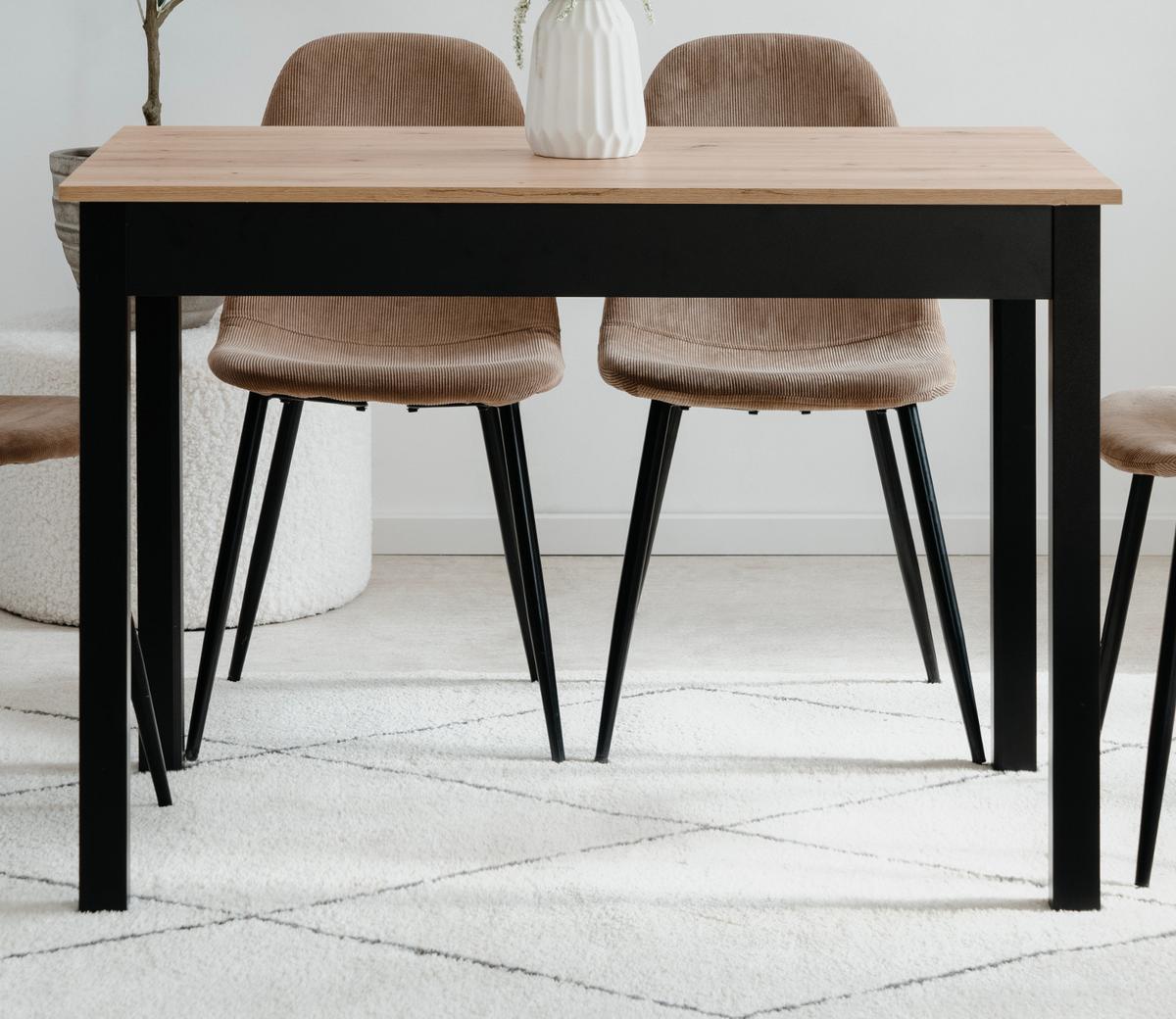 ESSTISCH Eiche Artisan, schwarz 110 x 67 cm, Küchentisch in modernem Design - Schwarz/Eiche Artisan, Holzwerkstoff/Kunststoff (67/110/76cm) - Furn.Design